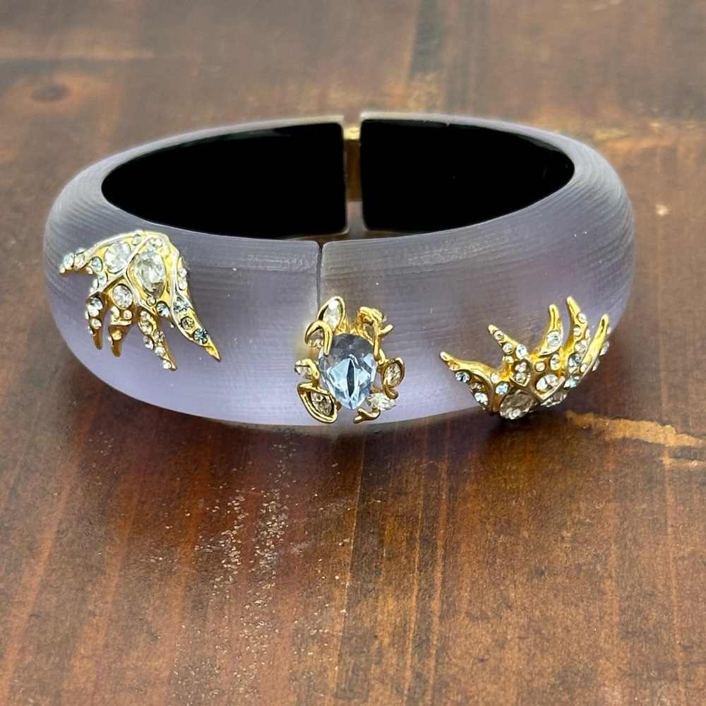 Authentic Alexis Bittar Lucite Iridescent Hinged Bangle Bracelet